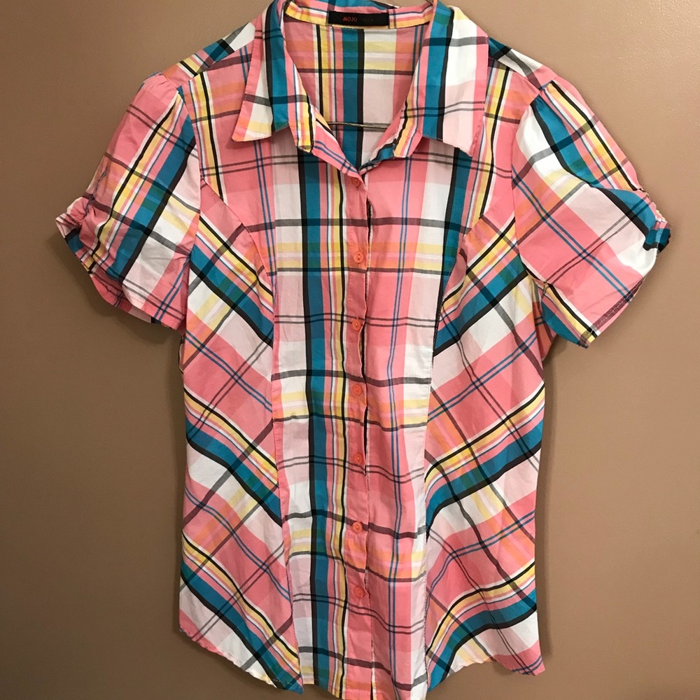 Women’s Pink Plaid Button Up